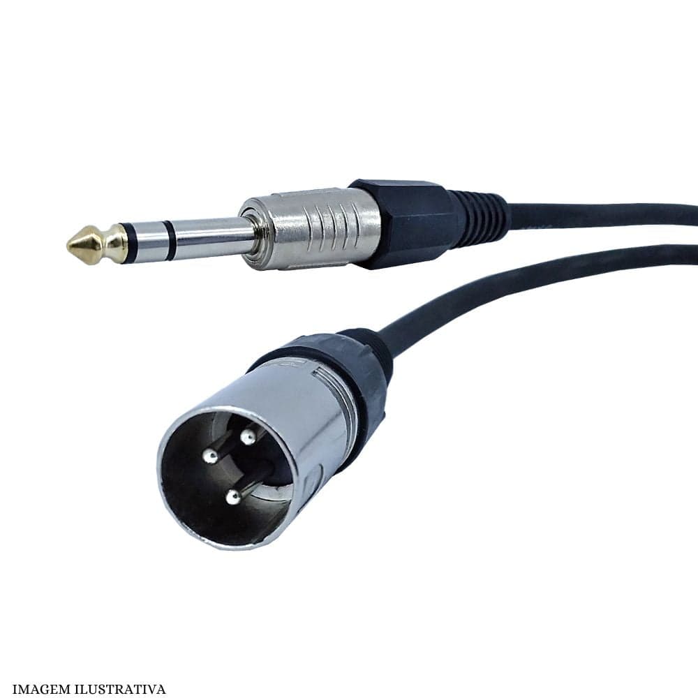 Cabo XLR Macho x P10 1m - Áudio para locação